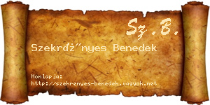 Szekrényes Benedek névjegykártya